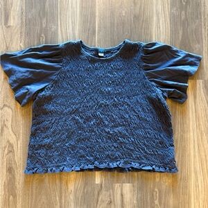 Old Navy Blue Smocked Flutter Sleeve Top